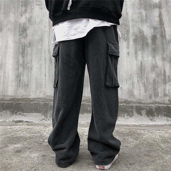 Pantalones de Buzo Tejidos Holgados con Bolsillos Grandes para Hombre