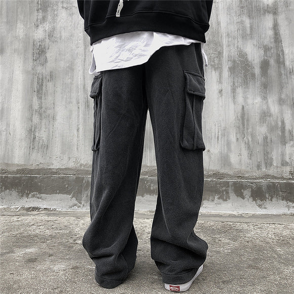Pantalones de Buzo Tejidos Holgados con Bolsillos Grandes para Hombre