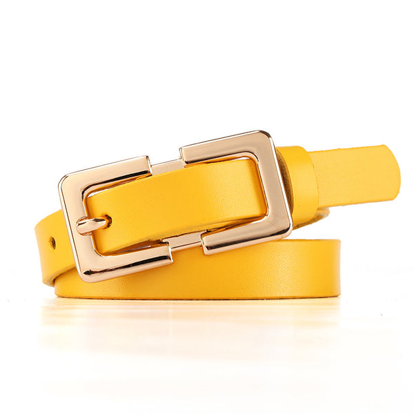 Cinturón de Cuero Auténtico para Mujer con Hebilla Fina - Diseño Retro Minimalista