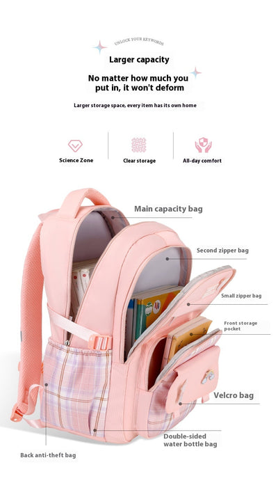 Mochila Escolar a Cuadros para Niñas de Primaria - Image 21