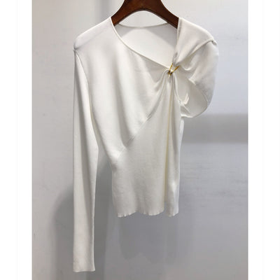 Camiseta Cuello Redondo con Pliegues Irregulares - Image 12