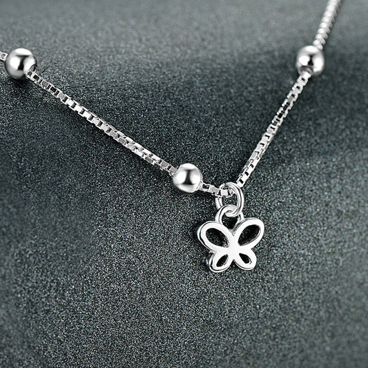 Pulsera Tobillera de Plata 925 con Mariposa Estilo Coreano - Image 2