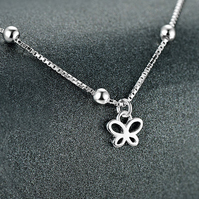 Pulsera Tobillera de Plata 925 con Mariposa Estilo Coreano - Image 2