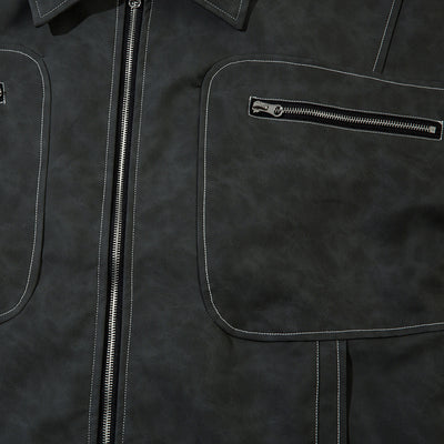 Chaqueta de Cuero PU Punk Desgastada para Hombre - Image 3
