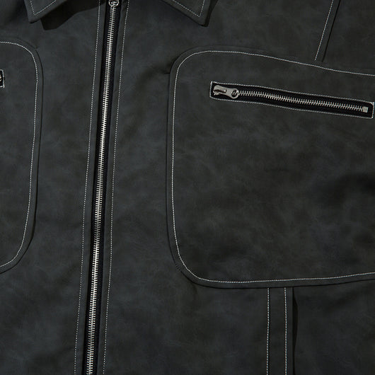 Chaqueta de Cuero PU Punk Desgastada para Hombre - Image 3