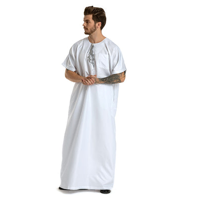 Bata Bordada de Manga Corta Cuello Redondo - Image 19