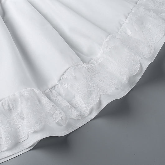 Vestido Blanco con Panel de Encaje y Cintura Anudada - Image 12