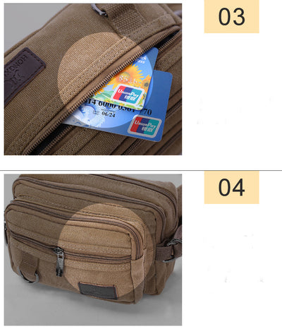 Riñonera de Lona con 4 Bolsillos para Hombre - Bolsa de Cintura Ajustable para Viajes y Actividades Outdoor - Image 14