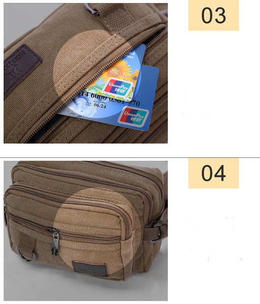 Riñonera de Lona con 4 Bolsillos para Hombre - Bolsa de Cintura Ajustable para Viajes y Actividades Outdoor - Image 14