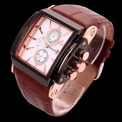 Reloj Pulsera de Cuero Cuadrado para Hombre - Image 6
