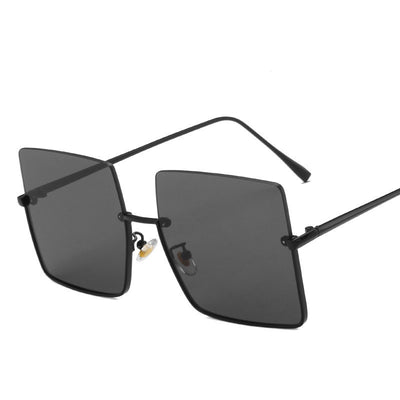 Half-frame square sunglasses with orange tinted lenses and gold-colored metal trim and temples. - Image 16