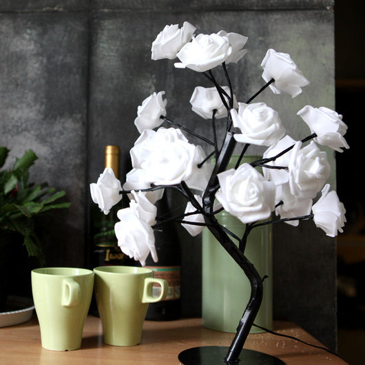 Lámpara LED Flor de Rosa con Árbol Bonsái - Luz Nocturna USB Recargable para Decoración - Image 24