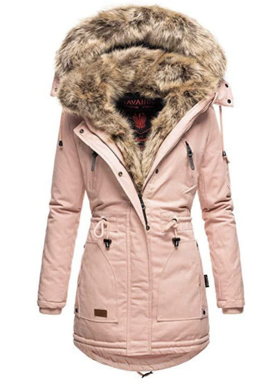 Abrigo Mujer Invierno con Cuello de Piel y Cierre de Cremallera - Image 6