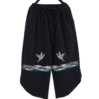 Pantalones Retro Estilo Chino con Grúas Dobles - Diseño Literario para Hombre - Image 3