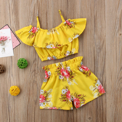 Conjunto de Shorts Floral con Cuello para Niña - Image 4