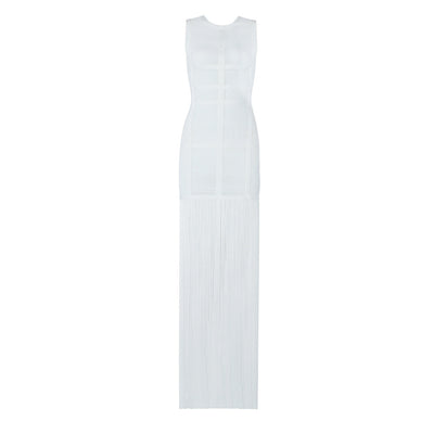 Vestido de Malla Transparente Midi con Flecos - Image 10