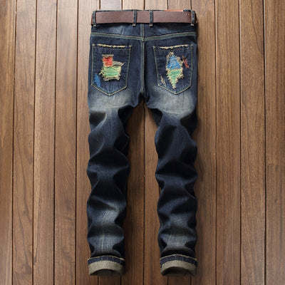 Pantalones Vaqueros Rotos Rectos Estilo Urbano Europeo Americano para Hombre - Image 2