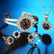 Conjunto de Joyería Floral de 4 Piezas: Anillo, Collar, Aretes y Pulsera