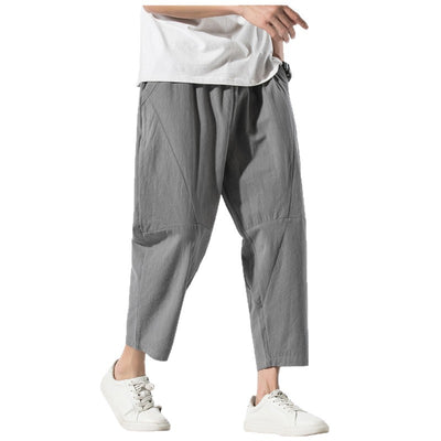 Pantalones Casuales Talla Grande Hombre - Corte Recto Algodón Lino Estilo Retro - Image 5