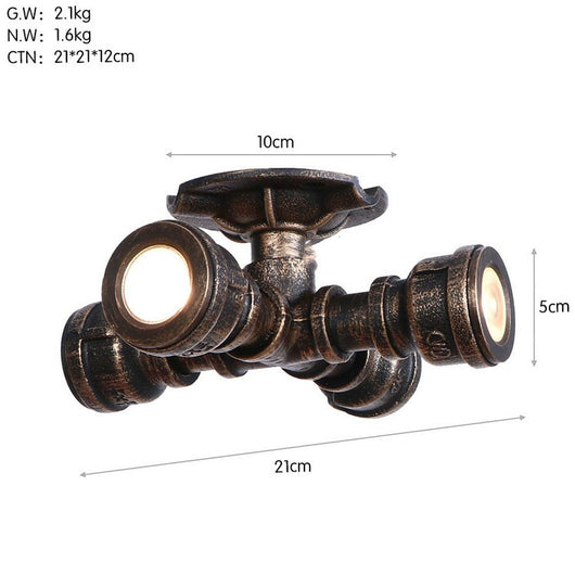 Lámpara de Techo Industrial con Tuberías de Hierro y Spot Ajustable - Image 10