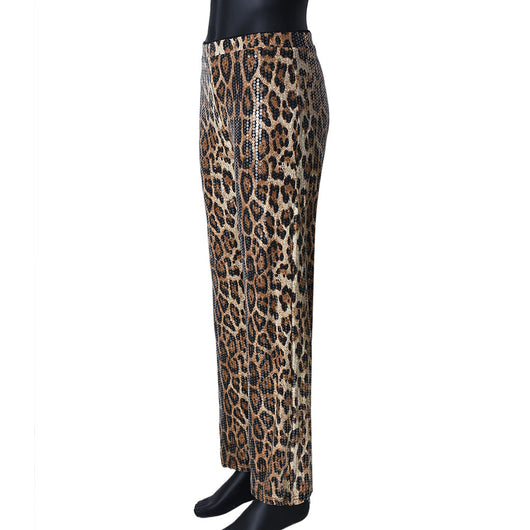 Pantalones Rectos Estampado Leopardo con Lentejuelas - Diseño Europeo - Image 16