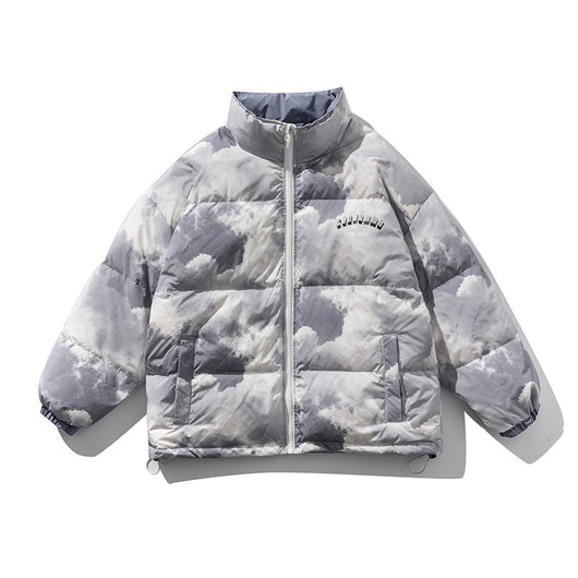 Chaqueta Acolchada con Cuello Alto Estampado Cielo Azul para Hombre - Image 10