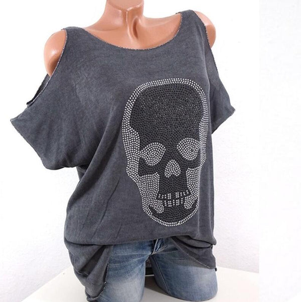 Camisetas Cortas para Mujer con Diseño Calavera