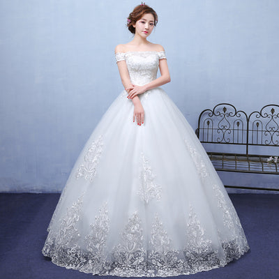 Vestido de Novia Blanco de Encaje con Hombro Descubierto - Personalizable - Image 6