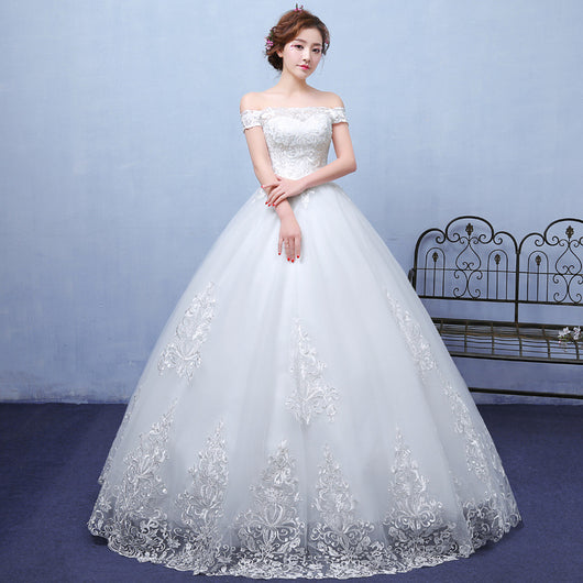 Vestido de Novia Blanco de Encaje con Hombro Descubierto - Personalizable - Image 6