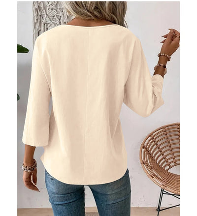 Blusa Casual de Cuello Redondo Diseño Elegante y Minimalista para Mujer - Image 13