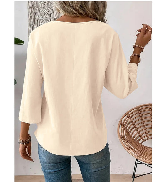 Blusa Casual de Cuello Redondo Diseño Elegante y Minimalista para Mujer - Image 13
