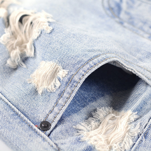 Shorts de Mezclilla Talle Alto Rotos - Image 3