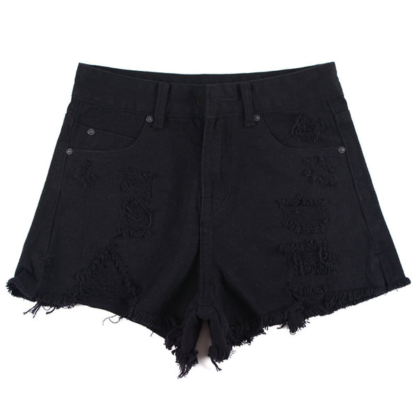 Shorts de Mezclilla Talle Alto Rotos - Image 4