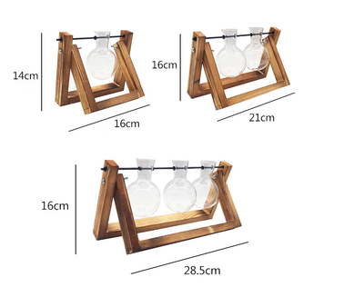 Maceta Hidropónica de Vidrio con Soporte de Madera Colgante - Image 12