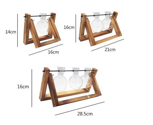 Maceta Hidropónica de Vidrio con Soporte de Madera Colgante - Image 12