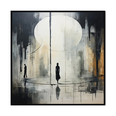 Cuadro Abstracto Blanco y Negro Pintura al Óleo Artesanal Decoración Neoclásica - Image 5