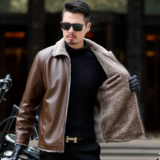 Abrigo Grueso de Piel para Hombre - Estilo Europeo y Americano - Image 8