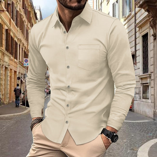 Camisa Casual de Manga Larga con Botones para Hombre