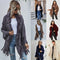 Cardigan Suéter con Cuello de Piel Sintética