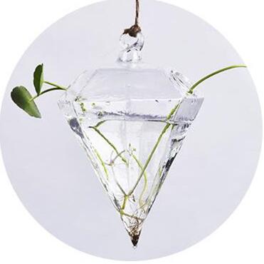Maceta Colgante de Vidrio con Diseño Geométrico Diamante