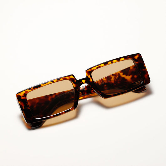 Cool black super retro sunglasses with rectangular frames and dark lenses, displayed on a white background. - Image 10