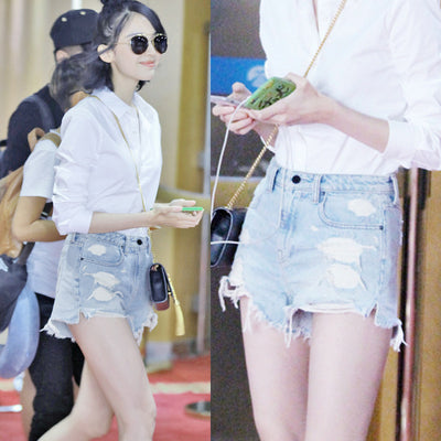 Shorts de Mezclilla Talle Alto Rotos