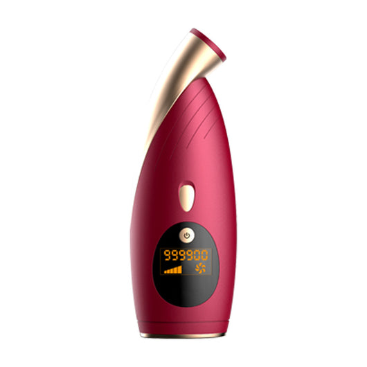 Dark blue and gold IPL hair removal instrument with a digital display showing 999,900 flashes and a cooling function. - Image 11