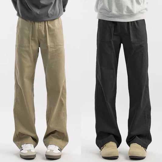 Pantalones Cargo Retro Maillard de Corte Recto para Hombre