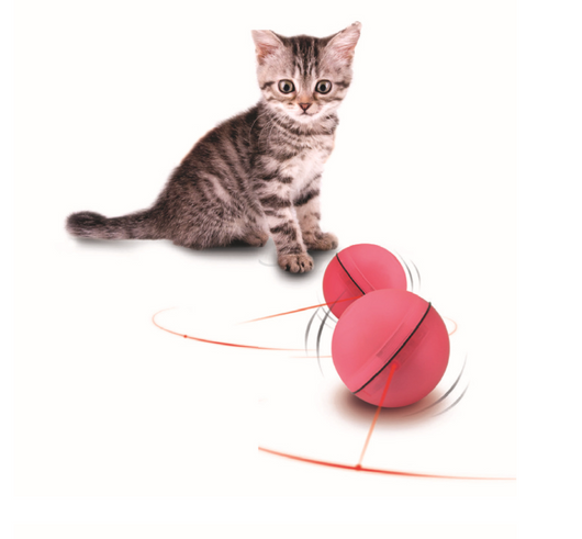 Pink pet electric toy LED rolling ball for cats, made of ABS plastic, with a black dividing line. - Image 18