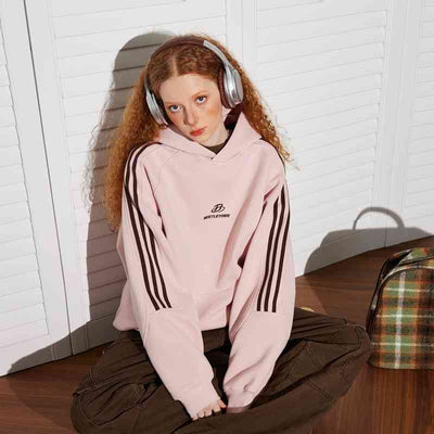 Sudadera con Capucha de Rayas Retro Deportiva para Mujer - Image 5