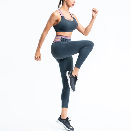 Conjunto Deportivo Yoga Mujer Ajustado Bicolor - Image 6