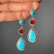 Aretes Turquesa Retro con Granate - Estilo Étnico Femenino