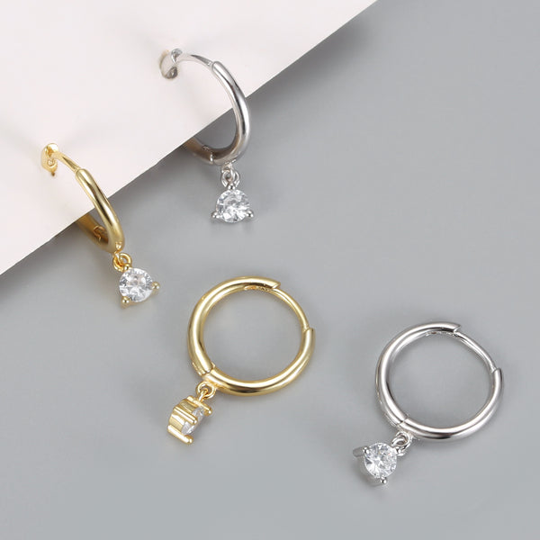 Aretes Minimalistas de Diamante Geométrico