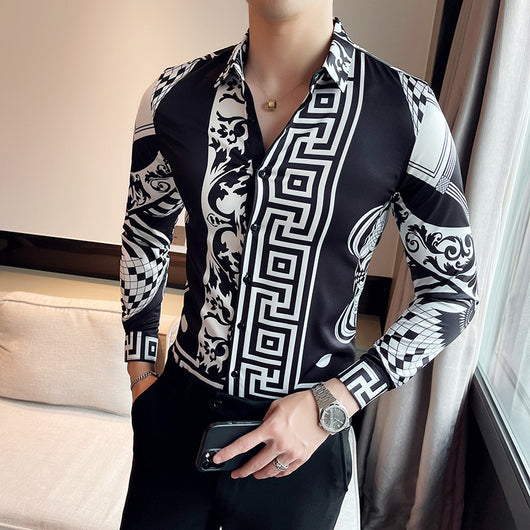 Camisa Manga Larga Estampada Slim Fit para Hombre - Image 7